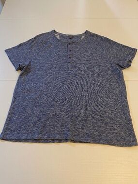 Vince Women's Blue Heather Short Sleeve Henley Tee Size XL